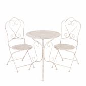 Комплект (стол + 2 стула) Secret de Maison Monique (mod. PL08-6241.6242), металл, стол:62*73, стул: 48*40*93, Античный белый (Antique White)