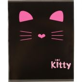 Тетрадь общая А5 48л №1School Kitty черн,клет,скреп, ВД-лак