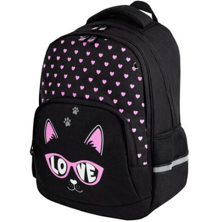 Рюкзак BRAUBERG SOFT, 2 отделения, 3 кармана, "Cool cat", СВЕТЯЩИЙСЯ, 40х31х15 см, 273118