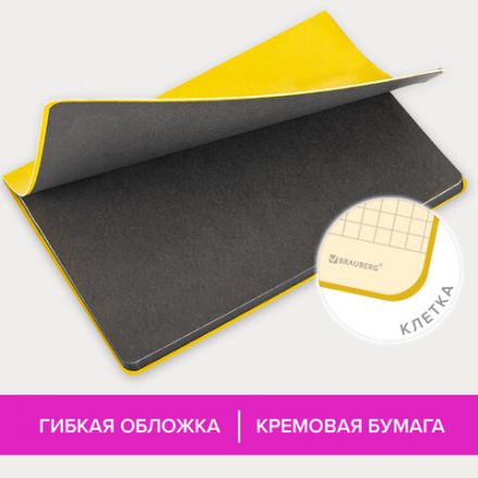 Блокнот БОЛЬШОЙ ФОРМАТ (180х250 мм) B5, BRAUBERG "Metropolis Mix", под кожу, 80 л., клетка, желтый, 113311