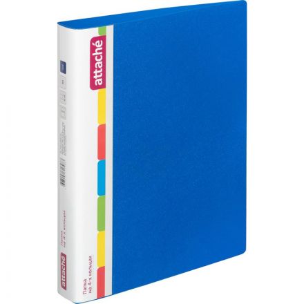 Папка на 4-х кольцах Attache 42 мм синяя до 250 листов (пластик 0.7 мм)