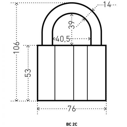 Замок навесной УЗК Аллюр ВС2С (76xd=14) алюм.сплав антич/серебро (3кл)