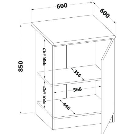 Шкаф Сокол напольный ТК-06 600x600x850 Дуб Сонома