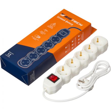 Сетевой фильтр BigTech ST510-1,5-W(5р/1,5м/10А/2,2кВт/3х0,75 мм2/белый) Сетевой фильтр BigTech ST510-1,5-W(5р/1,5м/10А/2,2кВт/3х0,75 мм2/белый)