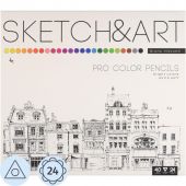 Набор карандашей цветных для скетч SKETCH&ART 24 цв в мет коробке 30-0042