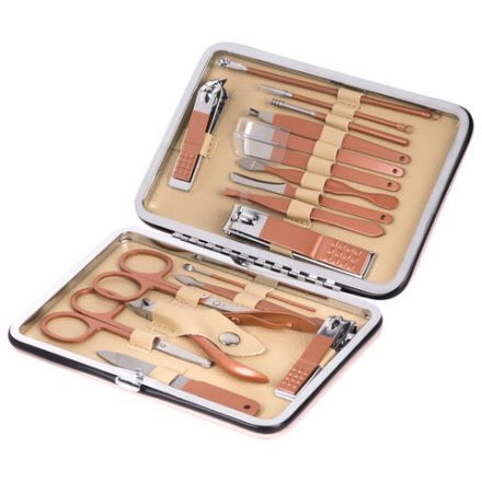 Универсальный набор для маникюра и педикюра 18 в 1 в футляре, STANDARD, розовый, WBZ (ВБЗ), 609488