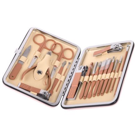 Универсальный набор для маникюра и педикюра 18 в 1 в футляре, STANDARD, розовый, WBZ (ВБЗ), 609488