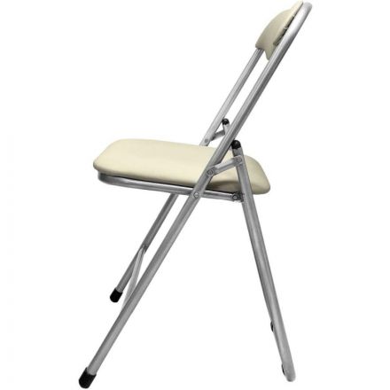 Стул складной  каркас серебр,обивка кожзам 506 слоновая кость  РС 04 