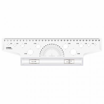 Линейка с роликом (рейсшина) 30 см, металлический ролик, с транспортиром, прозрачная, ЛР-30478 Линейка с роликом (рейсшина) 30 см, металлический ролик, с транспортиром, прозрачная, ЛР-30478