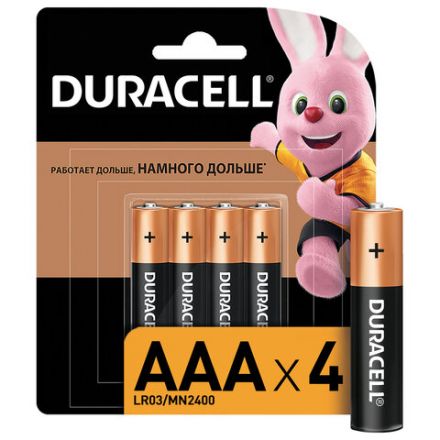 Батарейки КОМПЛЕКТ 4 шт., DURACELL Basic ОРИГИНАЛ, AAA (LR03, 24А), алкалиновые, мизинчиковые, MN 2400 AAA LR3 Батарейки КОМПЛЕКТ 4 шт., DURACELL Basic ОРИГИНАЛ, AAA (LR03, 24А), алкалиновые, мизинчиковые, MN 2400 AAA LR3