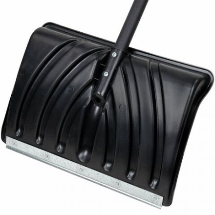 Лопата снеговая 46х33см "КРЕПЫШ" ребра жесткости, планка на клепках СУПЕРПРОЧНАЯ алюминиевый черенок с V-ручкой, ЧЕРНАЯ, ГРАНДМАСТЕР, 700330