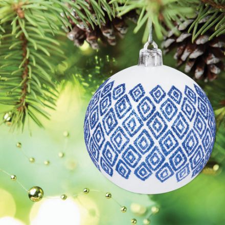 Шары ёлочные 4 шт., 6 см, "Узоры", пластик, цвет: синий/белый, ЗОЛОТАЯ СКАЗКА, 591130