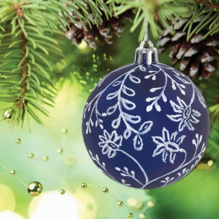 Шары ёлочные 4 шт., 6 см, "Узоры", пластик, цвет: синий/белый, ЗОЛОТАЯ СКАЗКА, 591130