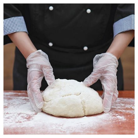 Перчатки виниловые, КОМПЛЕКТ 50 пар (100 штук), ПРОЧНЫЕ, прозрачные, размер М (средний), AVIORA, 402-638