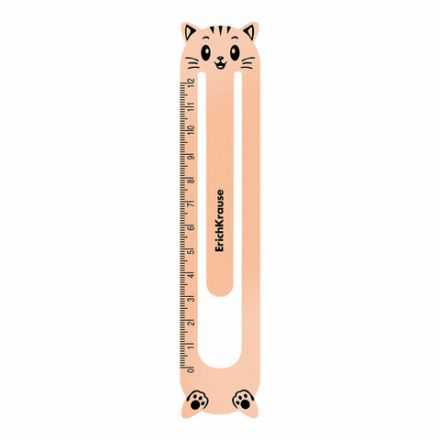 Закладки для книг пластиковые ERICH KRAUSE "Кошки", набор 4 шт., шкала 12 см, ассорти, 0,6 мм, 61228