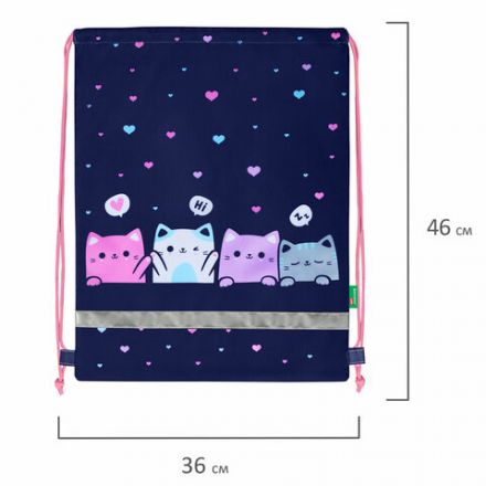 Мешок для обуви BRAUBERG KIDS, светоотражающая полоса, 46х36 см, "Anti-gravity", 273437