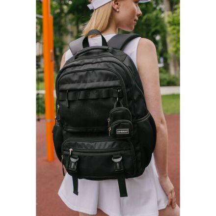 Рюкзак HEIKKI FUSION (ХЕЙКИ) универсальный, отделение для ноутбука, с КОШЕЛЬКОМ, черный, 44х31х14 см, 273864