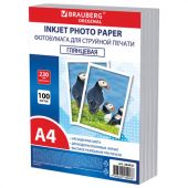 Фотобумага глянцевая, А4, 230 г/м2, односторонняя, 100 листов, ПАКЕТ, BRAUBERG ORIGINAL 364421 Фотобумага глянцевая, А4, 230 г/м2, односторонняя, 100 листов, ПАКЕТ, BRAUBERG ORIGINAL 364421