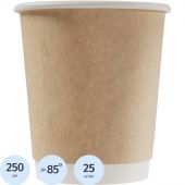 Стакан одноразовый Комус Стандарт бумажный коричневый 250 мл 25 штук в  упаковке