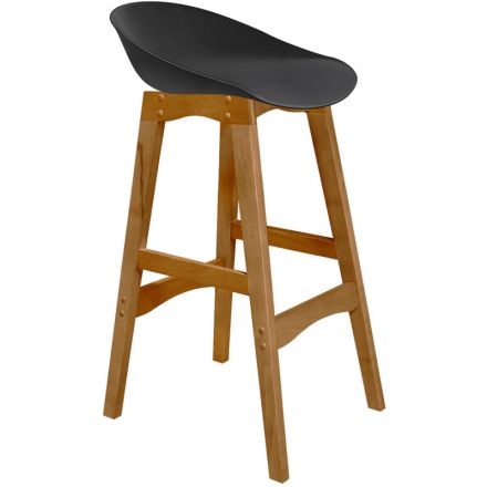 Стул барный EL_ Сидение SHT-ST19 черное+Каркас SHT-S65 светл.орех Л 152227