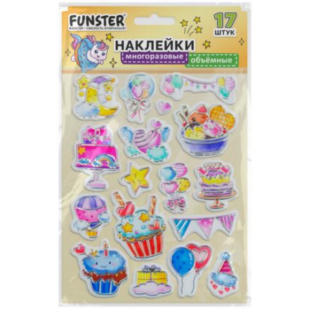 Наклейки объемные "Вдохновение", 19х15 см, ассорти 12 видов, FUNSTER (ФАНСТЕР), 666088