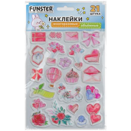 Наклейки объемные "Вдохновение", 19х15 см, ассорти 12 видов, FUNSTER (ФАНСТЕР), 666088