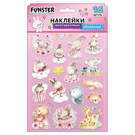 Наклейки объемные "Вдохновение", 19х15 см, ассорти 12 видов, FUNSTER (ФАНСТЕР), 666088