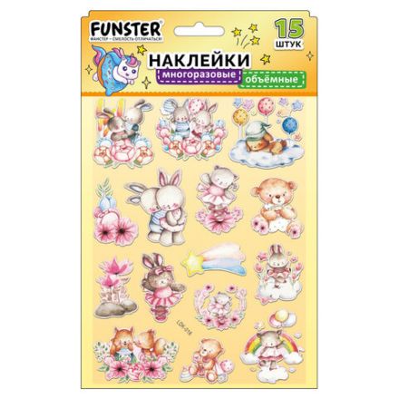 Наклейки объемные "Вдохновение", 19х15 см, ассорти 12 видов, FUNSTER (ФАНСТЕР), 666088