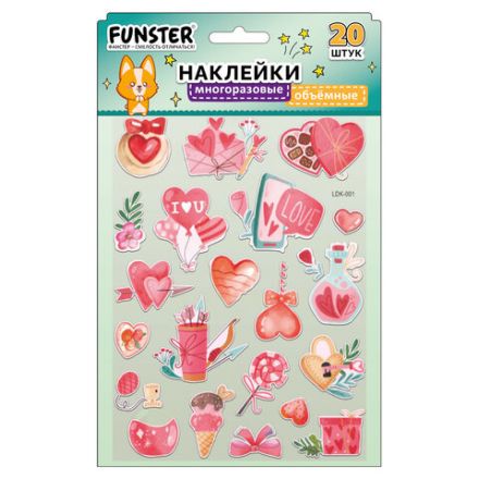 Наклейки объемные "Вдохновение", 19х15 см, ассорти 12 видов, FUNSTER (ФАНСТЕР), 666088
