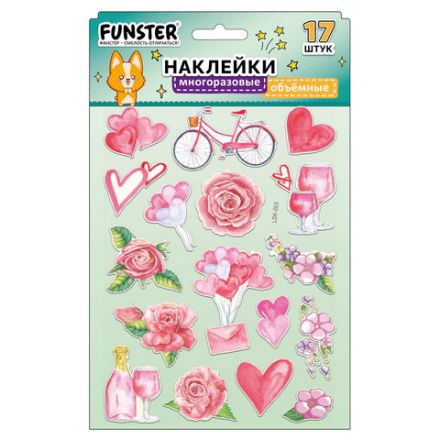 Наклейки объемные "Вдохновение", 19х15 см, ассорти 12 видов, FUNSTER (ФАНСТЕР), 666088