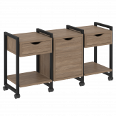 Loft Тумба на колесных опорах наборная. Вариант №6 VR.L-TN-6.K Дуб аризона/Чёрный металл 1440*460*767