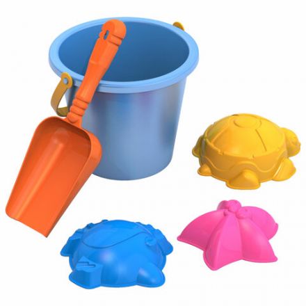 Набор для игр в песке: ведерко, совочек, 3 формочки "Морские", НОРДПЛАСТ, 44