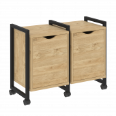 Loft Тумба на колесных опорах наборная. Вариант №2 VR.L-TN-2.K Тиквуд светлый/Чёрный металл 970*460*767