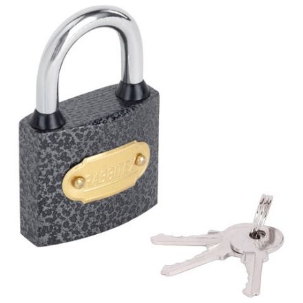 Замок навесной чугунный "Влагонепроницаемый", ширина 38 мм, полимерное покрытие, английский, 3 ключа, RABBITEX (РАББИТЕКС), 671296