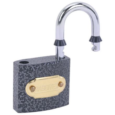 Замок навесной чугунный "Влагонепроницаемый", ширина 38 мм, полимерное покрытие, английский, 3 ключа, RABBITEX (РАББИТЕКС), 671296