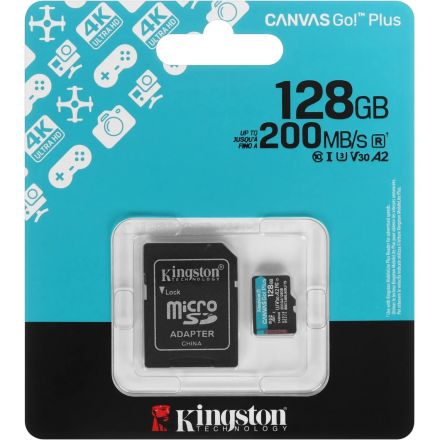 Карта памяти microSDXC Kingston 128G Go Plus G4 200R V30 адапт. SDCG4/128GB