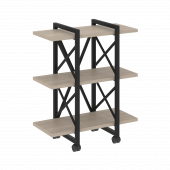 Loft Стеллаж на колесных опорах-3 полки VR.L-MST.K-3.4V Дуб аттик/Чёрный металл 800*400*968