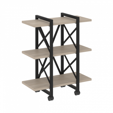 Loft Стеллаж на колесных опорах-3 полки VR.L-MST.K-3.4V Дуб аттик/Чёрный металл 800*400*968