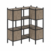 Loft Угловой внутренний стеллаж наборный VR.L-29 Тиквуд тёмный/Чёрный металл 1278*862*1458