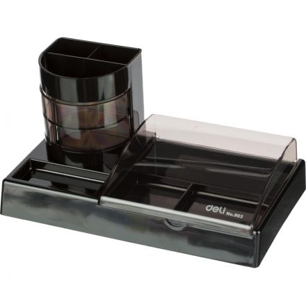 Набор настольный Deli E38254 16 предметов черный/ прозрачный