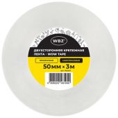 Многоразовая двухсторонняя прозрачная крепежная лента, скотч NANO tape, 3 м x 5 см, толщина 1 мм, WBZ (ВБЗ), 700427