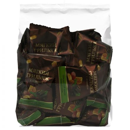 Конфеты шоколадные Мягкий грильяж с изюмом, 500г