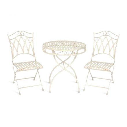 Комплект (стол + 2 стула) Secret de Maison PALLADIO (mod. PL08-8668/8669) металл, стол: 70х74,5см, стул: 45х40,5х94см, белый антик (antique white)
