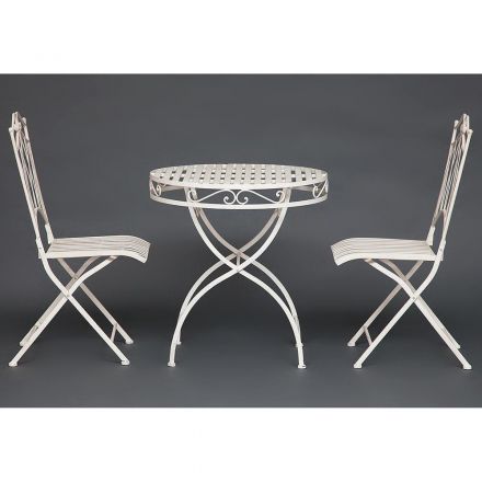 Комплект (стол + 2 стула) Secret de Maison PALLADIO (mod. PL08-8668/8669) металл, стол: 70х74,5см, стул: 45х40,5х94см, белый антик (antique white)