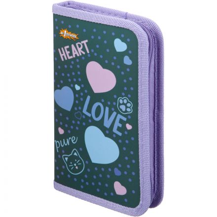 Пенал №1School Heart 1отд., софт тач,190x110 мм,ПКК 03-6 Пенал №1School Heart 1отд., софт тач,190x110 мм,ПКК 03-6
