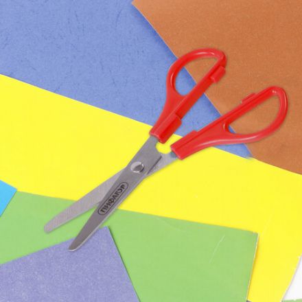 Ножницы ПИФАГОР, 145 мм, ассиметричные ручки, картонная упаковка с подвесом, ассорти, 236985