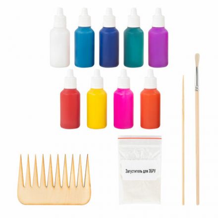 ЭБРУ набор для рисования на воде 9 цветов по 20 мл (60 картин), лоток А4, BRAUBERG HOBBY, 665355