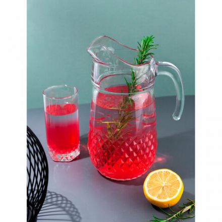 Набор столовый 7 предметов, кувшин 1250 мл + 6 стаканов 275 мл, стекло, PASABAHCE "ВАЛЬС", фирменная подарочная упаковка, 97675