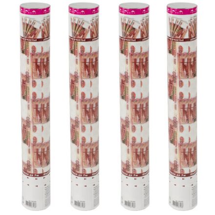 Хлопушка пневматическая 40 см "Рубли" 3+1 шт. В ПОДАРОК, бумажный наполнитель "купюры", ЗОЛОТАЯ СКАЗКА, 592086