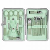 Универсальный набор для маникюра и педикюра 18 в 1 в футляре, STANDARD, зеленый, WBZ (ВБЗ), 609489